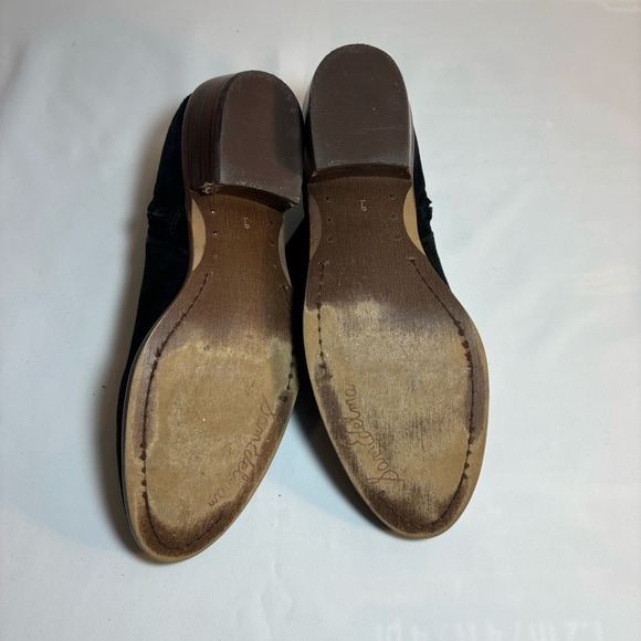 SAM EDELMAN Sz 9 Suede Booties Brown Stacked Heel Almond Toe Low Top Ankle Boot - Picture 6 of 9